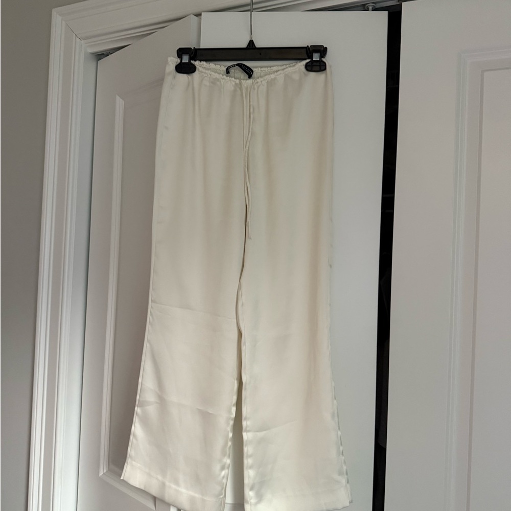 Zara Cream Satin Trousers